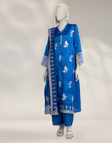 J. Blue Raw Silk Embroidered 3-Piece stitched Suit
