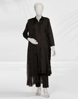 J. Black Liminal Embroidered 3-Piece Stitched Suit with Chiffon Dupatta