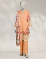 J. Peach Khaddar Digital Printed 3-Piece Stitched Suit with Azaar