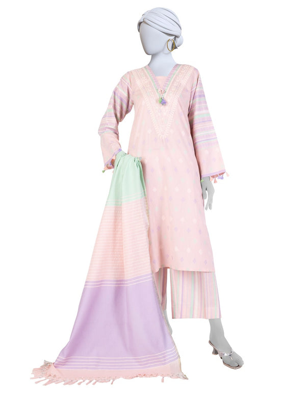 J. Pink Jacquard Embroidered 3 Piece Stitched by Maryam Qasim