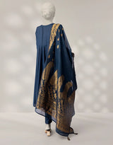 J. Blue Maple Silk 3-Piece Stitched Suit with Banarsi Dupatta