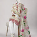 J. White Dobby Embroidered 3-Piece Stitched Suit with Shalwar