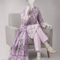 J. Multicolor Dobby Embroidered Printed 3-Piece Suit with Poly Silk Dupatta