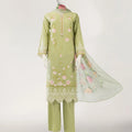 J. Green Lawn Schiffli Floral 3 Piece Stitched Suit