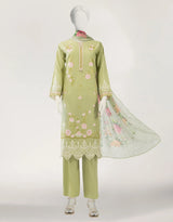 J. Green Lawn Schiffli Floral 3 Piece Stitched Suit