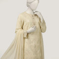 J. Yellow Lawn Embroidered 3-Piece Stitched Suit with Shalwar