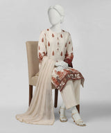 J. Off White Lawn Digital Printed 3-Piece Stitched Suit