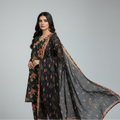 3 Pcs Black Lawn Printed Suit for Women – Summer