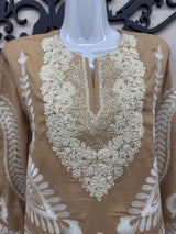 Alkaram Studio Cotton Embroidered 3 Piece Suit with Raw Silk Trouser
