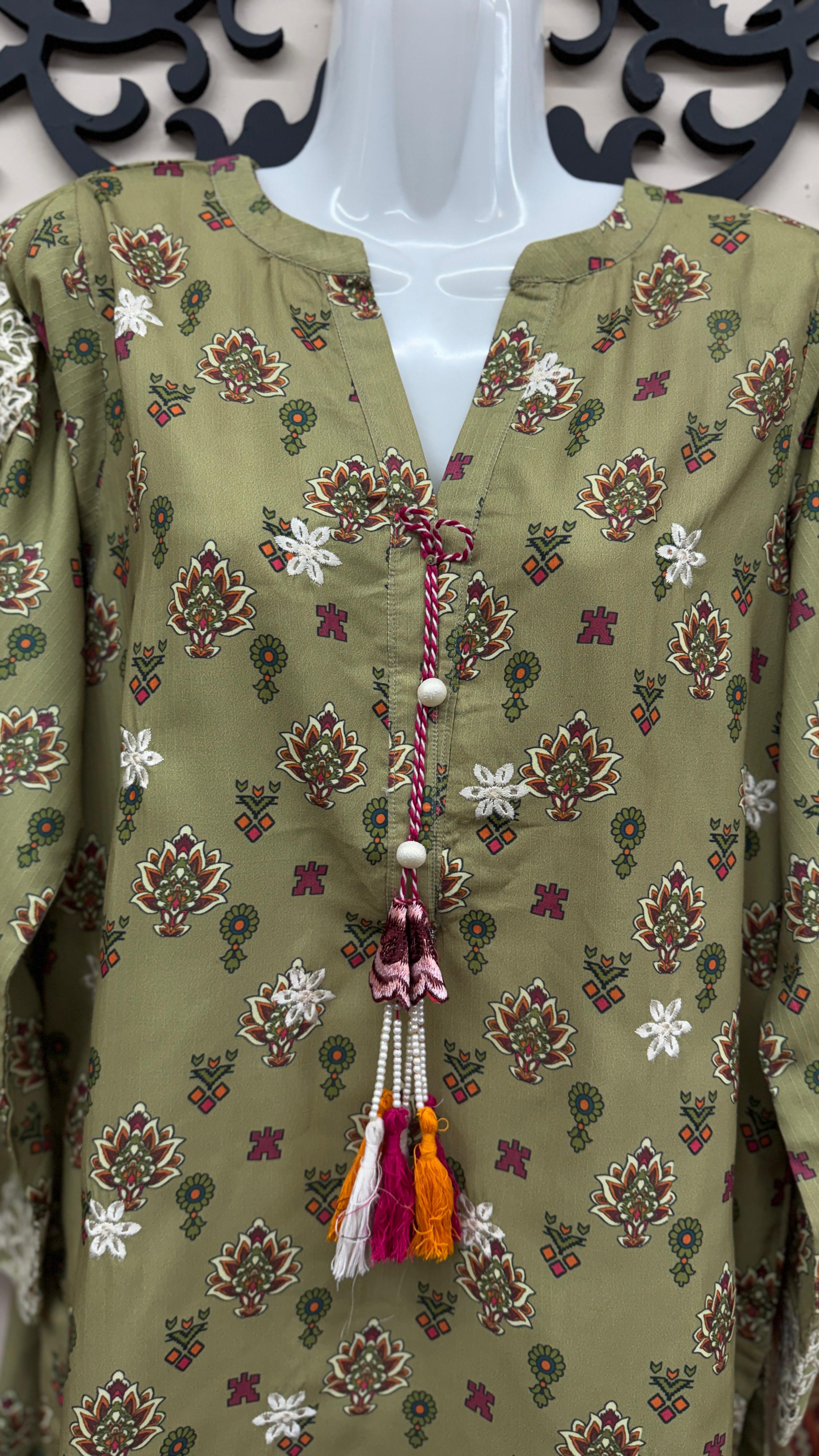 Olive green South Asian 3-piece suit for women available in Canada