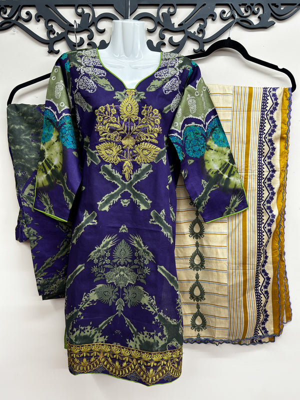 Cotton Printed 3-Piece Suit