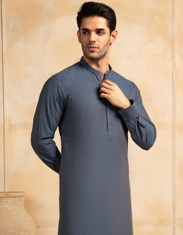 J. BLUE COTTON KURTA TROUSER