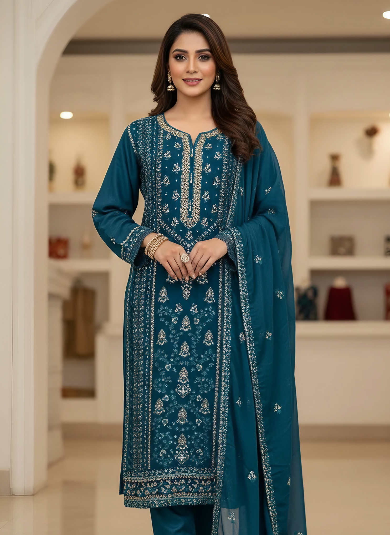 Agha Noor Inspired 3-Piece Festive  Outfit