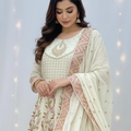 3-Piece Chiffon Fully Embroidered Maxi Suit with Dupatta & Trouser
