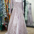 Pastel Lilac Anarkali Front-Open Gown - Perfect for Brides and Special Occasions