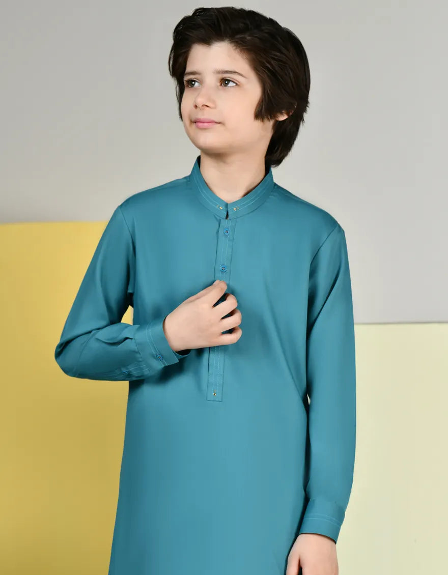 Boys’ Sea Green Blended Kameez Shalwar – J. Junaid Jamshed