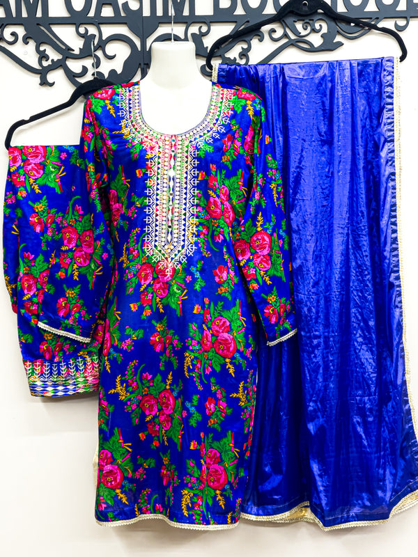 Beautiful 3-Piece Cotton Printed Embroidery Dress