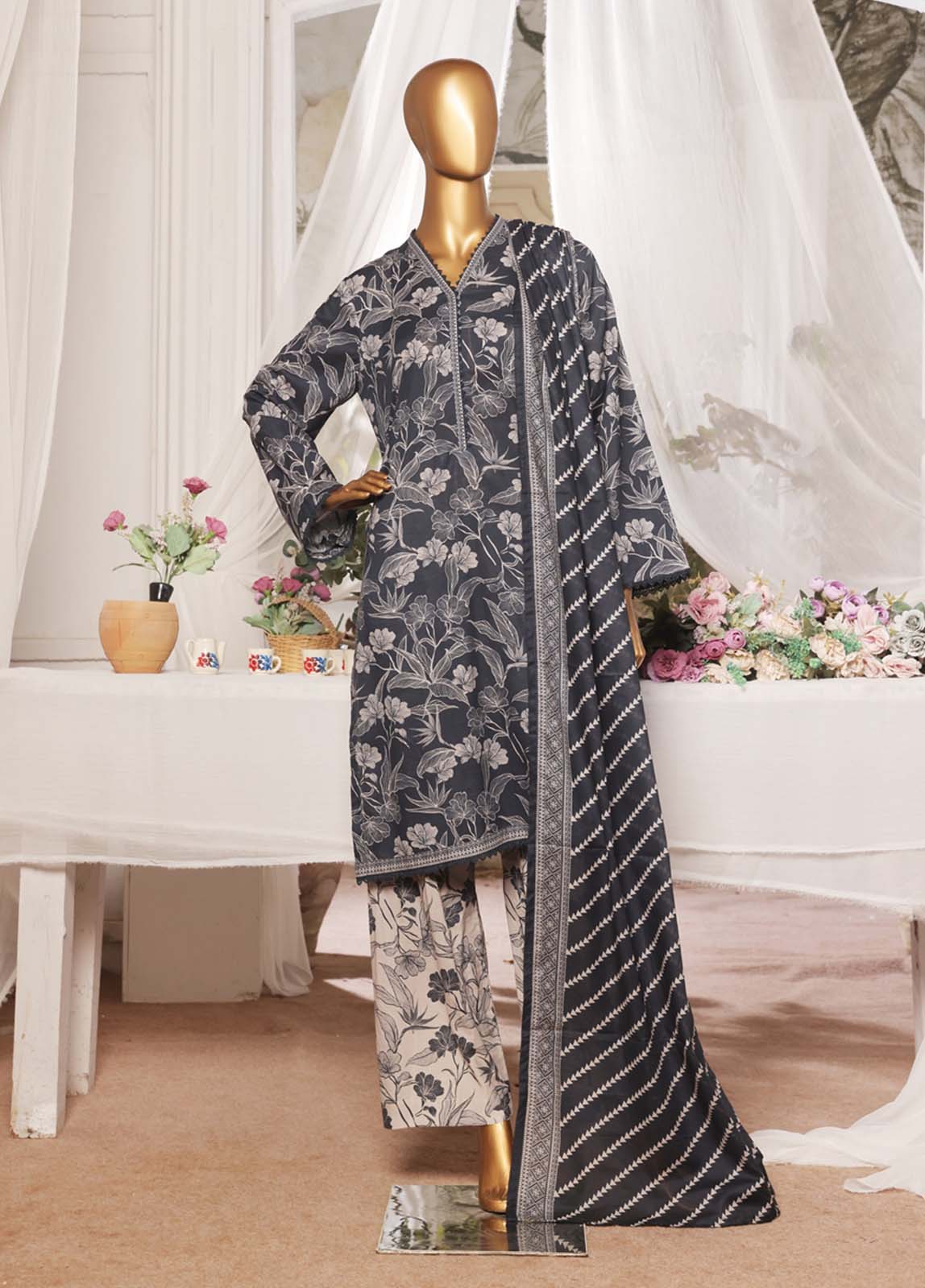 3-Piece Original Bin Saeed Lawn Stitched Suit