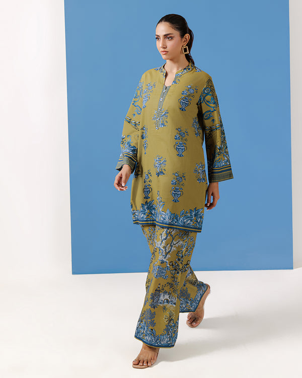 Bonanza Satrangi Olive Cambric 2-Piece Stitched Outfit