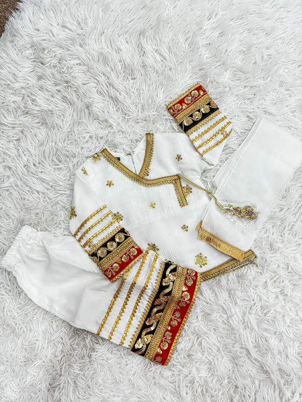 9-12 month old Girl Sheefon 3-Piece Anarkali Style Dress