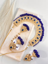 Stunning Jhumka Drop Pearl Set (Navy Blue)