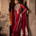 3 Pcs Red Chiffon Embroidered Suit with Fully Lined Shirt & Dupatta