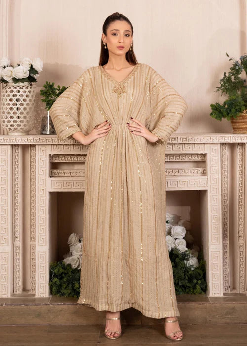 Beige Fully Lined Kaftan Small