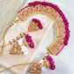 Stunning Jhumka Drop Pearl Set (Pink)