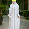 White Embroidered Free-Size Abaya with Matching Scarf – Elegant Modest Wear