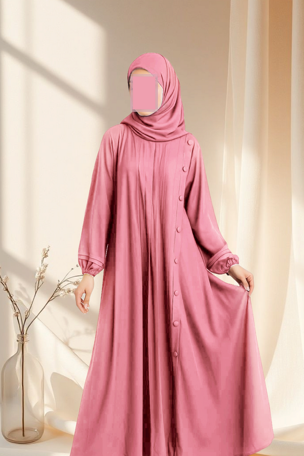 Beautiful Pleated Abaya with Button Detail