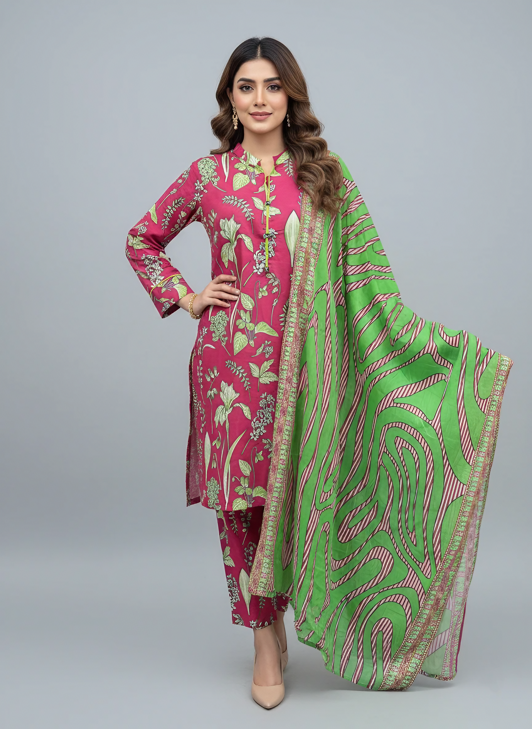 3 Pcs Lawn Printed Suit for Women – Summer Shirt Shalwar Dupatta Set