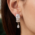 Gold Leaf Motif Stud Filigree Jhumka Earrings | Crystal Edge Drop Jewelry (Copy)