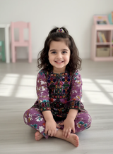 Printed & Embroidered Baby Girl Suit – Premium Cotton 2-Piece Dress Set