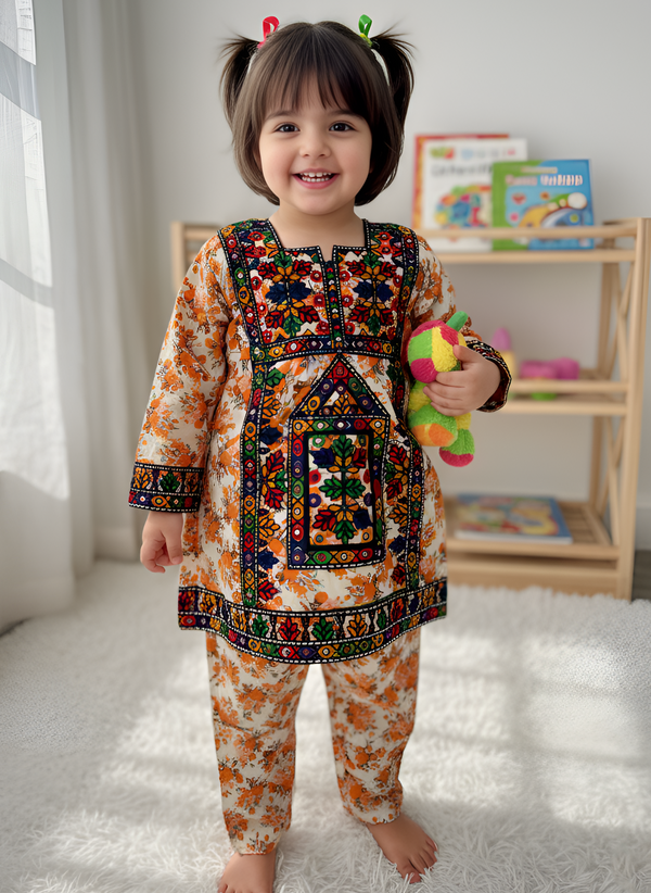 Premium Cotton Embroidered Dress for Girls