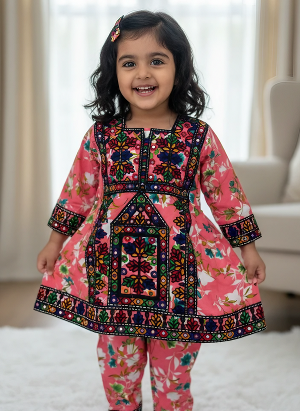 Kids Embroidered Cotton Dress Set