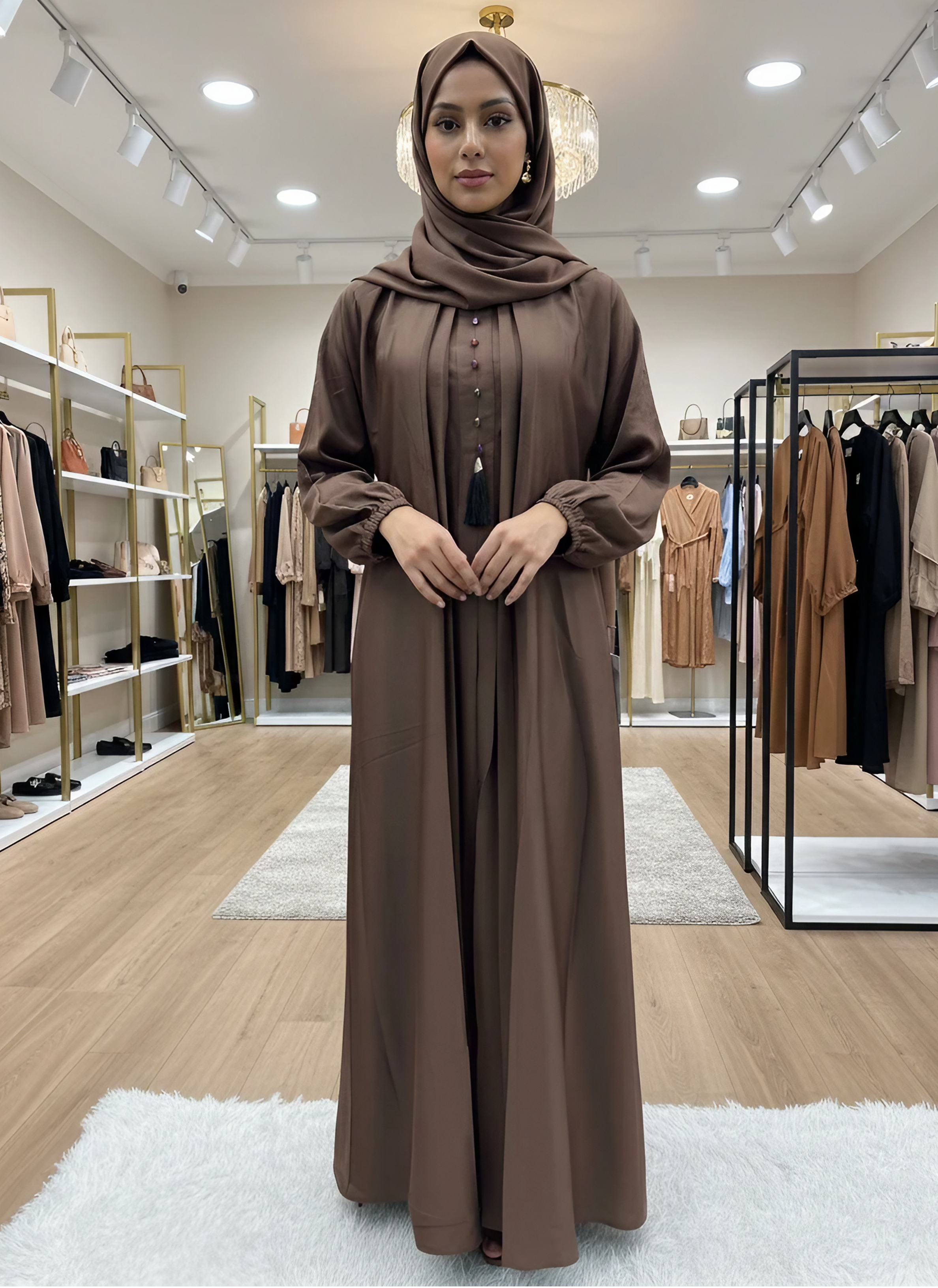 Chic Abaya with Belt & Coordinating Hijab