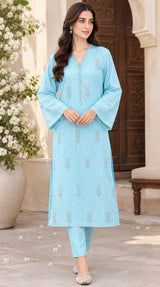 J. Embroidered Lawn 2 Piece Suit with Bead & Foil