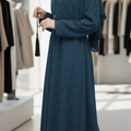 Chic Self-Print Sheefon Abaya with Belt & Coordinating Scarf