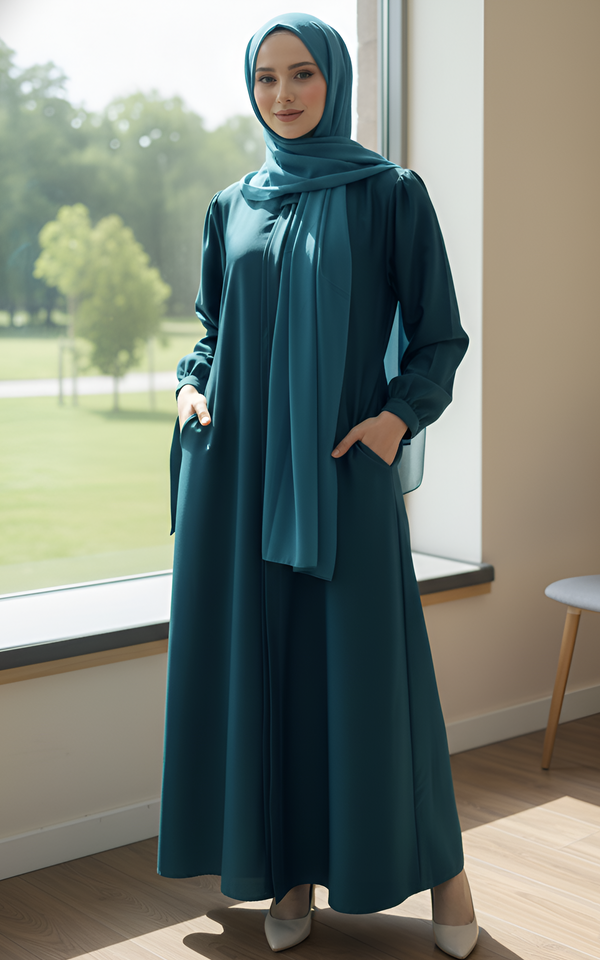 Lightweight Chiffon Modest 2-pcs Abaya with Two Side Pockets