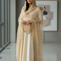 Golden Net Fully Embroidered Dupatta with Zari & Sequin Lace Border