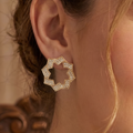 Gold Geometric Starburst Crystal Stud Earrings
