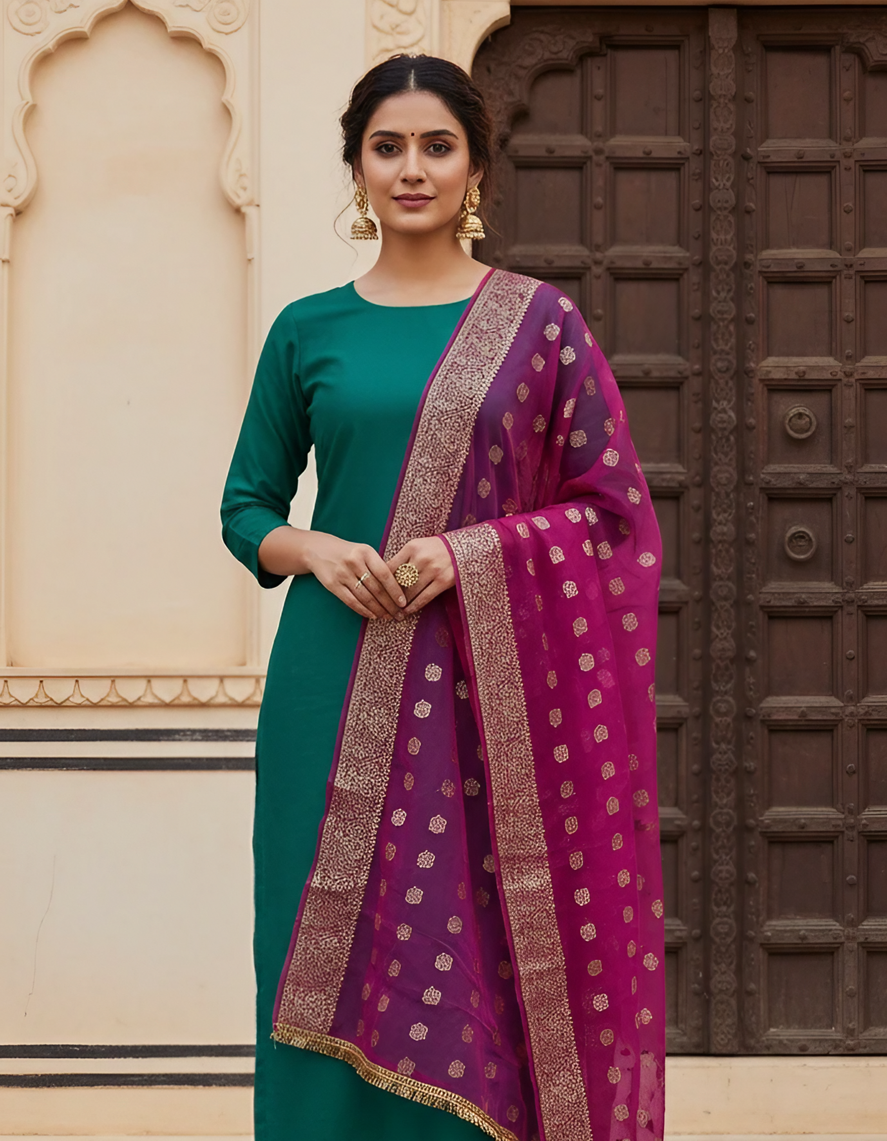 Organza Zari Dupatta with Gota Lace Border – Elegant & Sheer