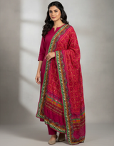 Voile Silk Dupatta with Full Mirror & Bead Work – Festive & Elegant