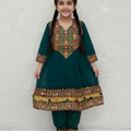 3 Piece Girls Party Wear Afghani Suit – Chiffon Embroidery with Tassels
