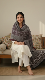 Full-Size Linen Sindhi Ajrak Dupatta – Traditional & Elegant