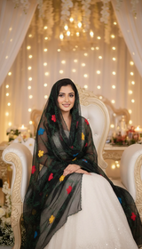 Net Dupatta with Embroidered Floral Design – Elegant & Lightweight