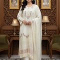 4 Pcs Formal Chiffon Embroidered Suit with Potli Bag