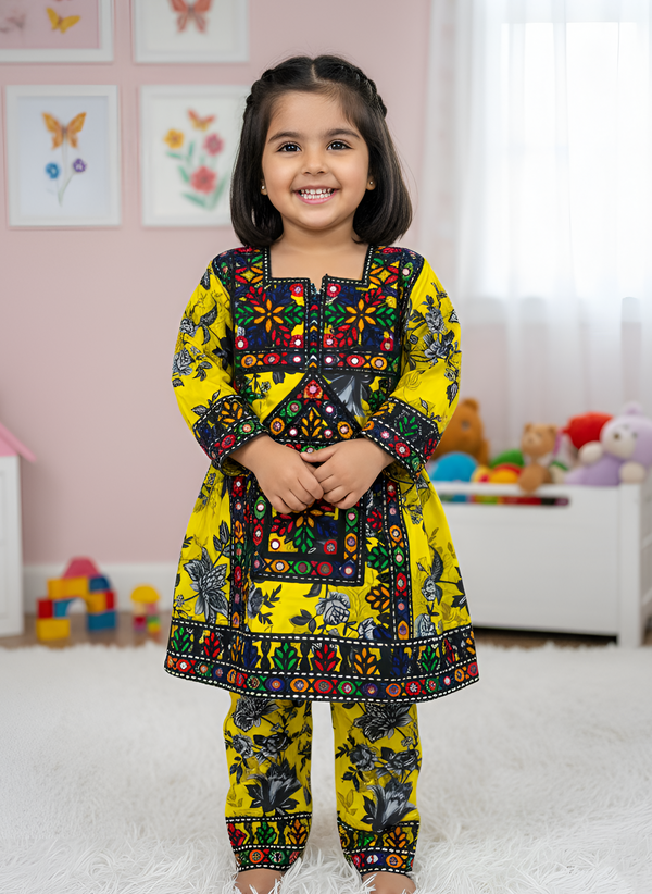 Cute Baby Girl Cotton Suit – Embroidered 2-Piece Outfit