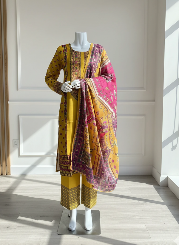 Women’s Designer Erum Eman Silk Suit – 3-Piece