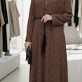 Stylish Self-Print Sheefon Abaya with Belt & Matching Scarf